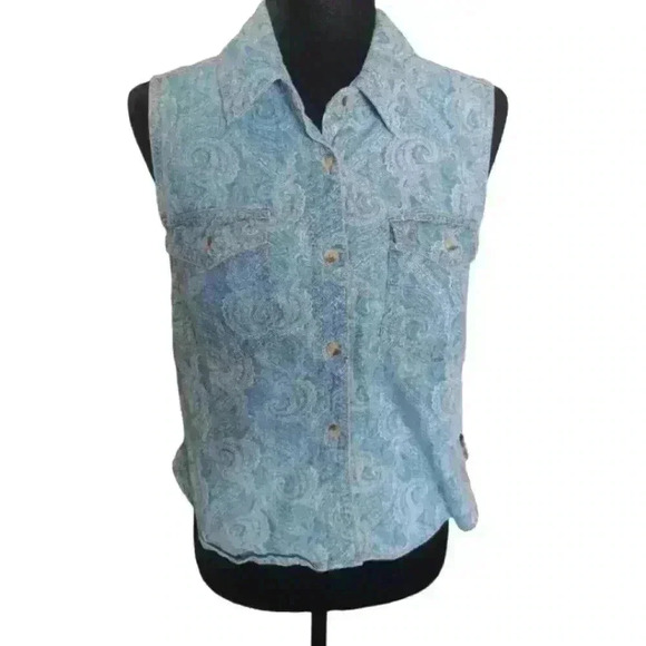 BDG Urban Outfitters Women's Denim Paisley Button Down Boho Vest S - Picture 2 of 13